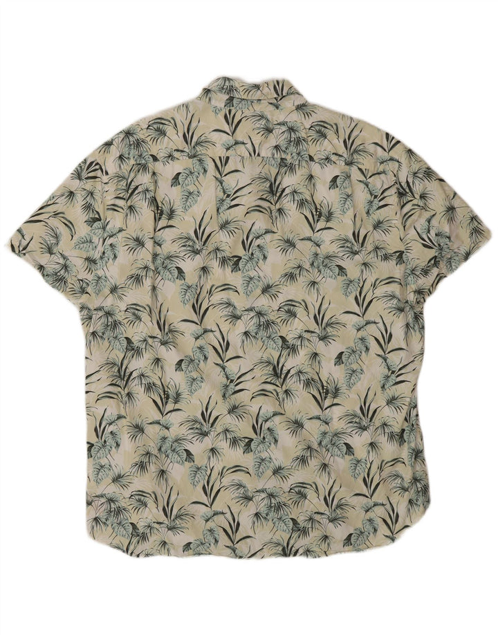 J. CREW Chemise à manches courtes pour homme XL en coton floral jaune hawaïen