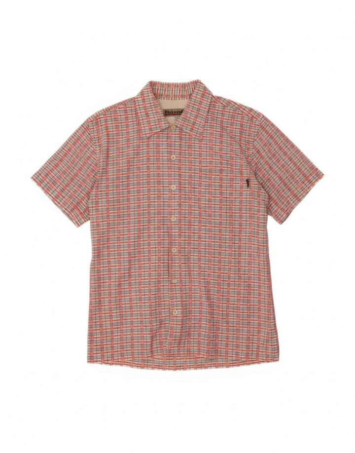 PICKWICK Mens Short Sleeve Shirt Medium Red Check Cotton