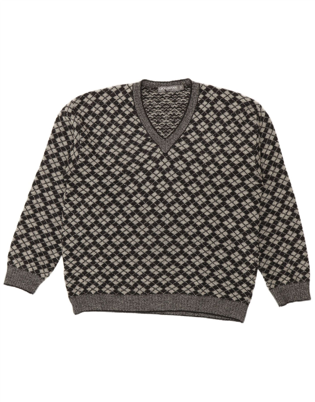 Gioferrari Pull col V pour homme IT 54 XL Gris Argyle/Diamant