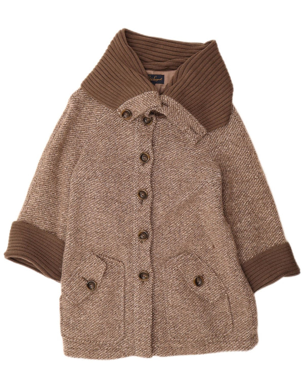 Luisa Spagnoli Manteau Femme UK 14 Laine Mouchetée Marron Moyen