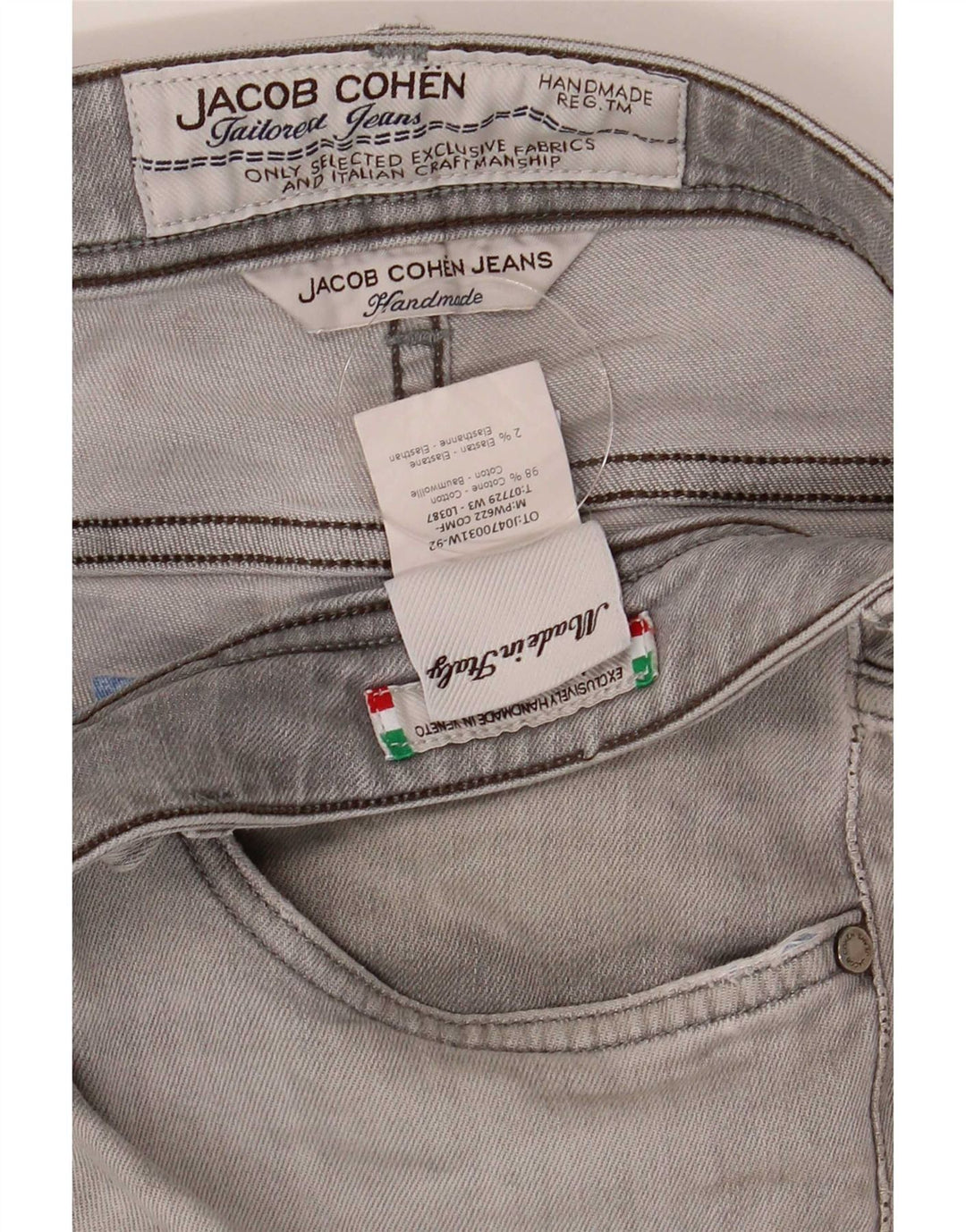 Jacob Cohen Jean Slim Homme W34 L30 Gris Coton