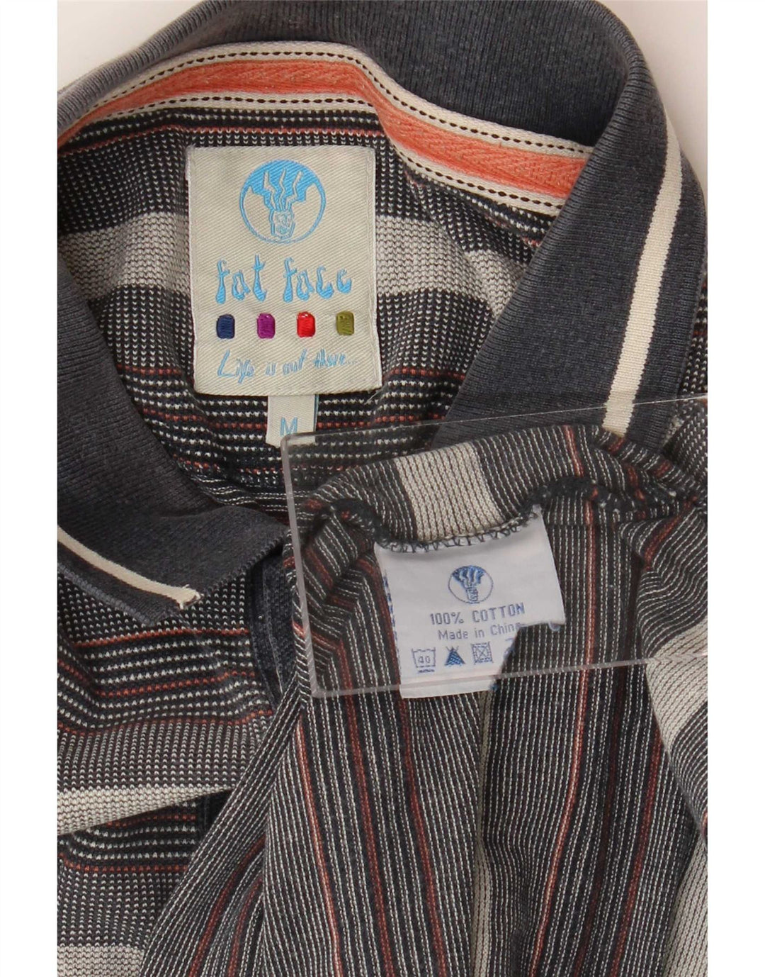 Polo Homme Fat Face Coton Rayé Gris Moyen