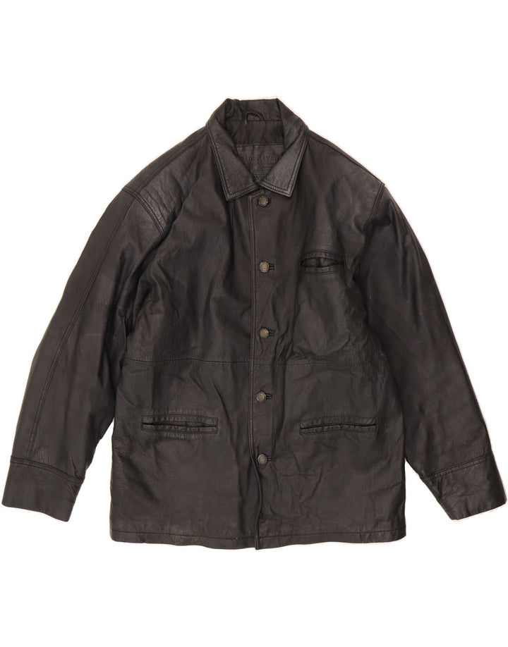 UNION RIVER Mens Leather Jacket UK 42 XL Black Leather Vintage Union River and Second-Hand Union River from Messina Hembry 