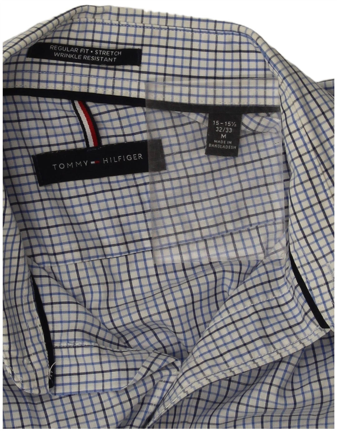 Tommy Hilfiger Chemise coupe régulière pour homme Taille 15 1/2 Coton à carreaux bleu moyen