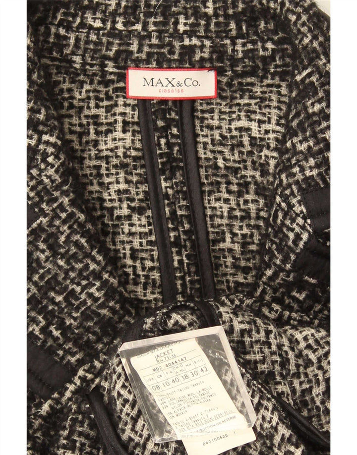 Max & Co. Veste blazer à 2 boutons pour femme UK 10 Petite laine à carreaux gris