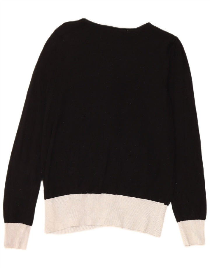 Marks & Spencer Pull Cardigan pour Femme UK 10 Petit Noir Colorblock