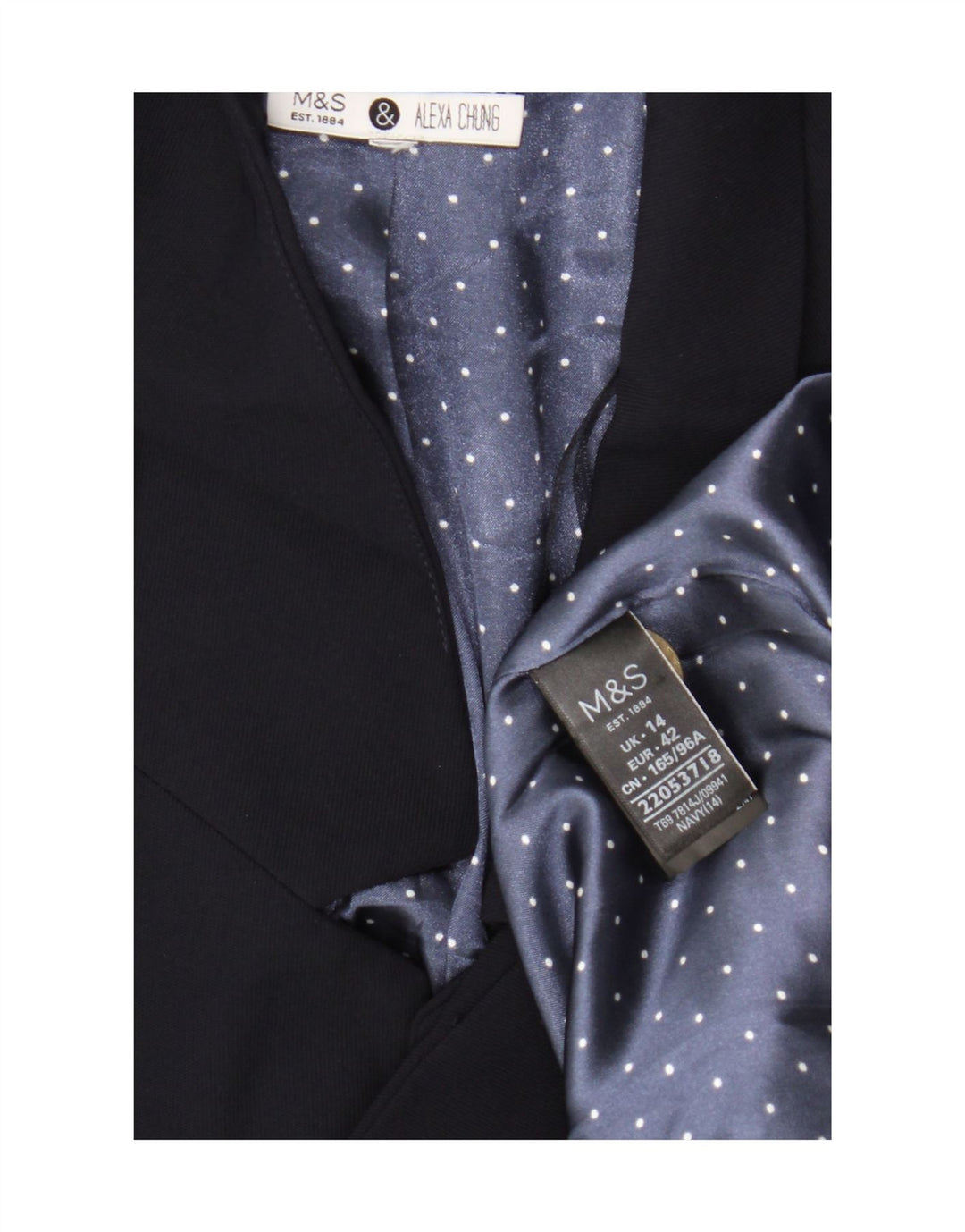 Marks & Spencer Veste blazer Alexa Chung pour femme UK 14 Large Bleu marine