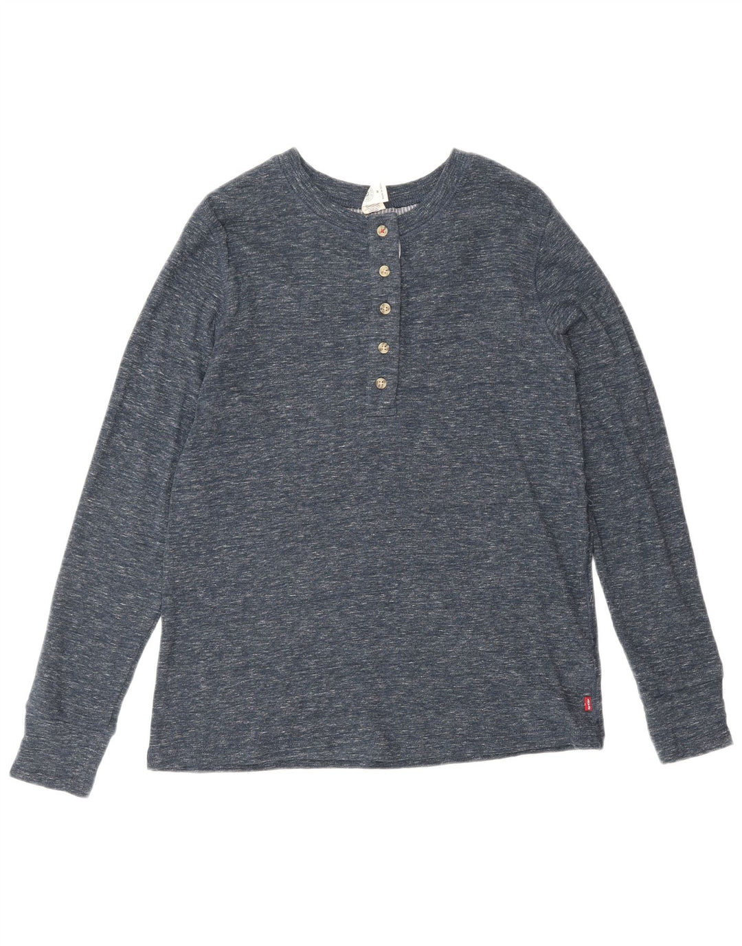 Levi's Top à manches longues pour femme UK 12 Bleu marine moyen en coton moucheté classique