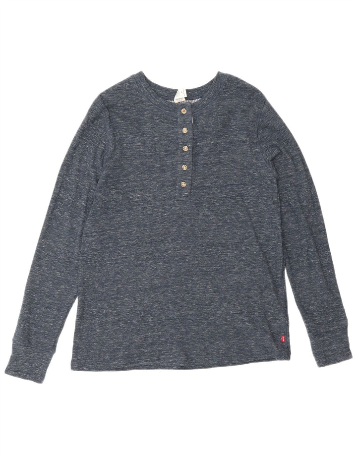 Levi's Top à manches longues pour femme UK 12 Bleu marine moyen en coton moucheté classique