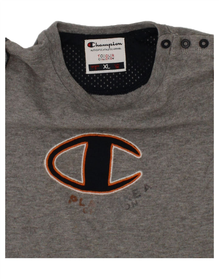 CHAMPION Boys Graphic Top Long Sleeve 2-3 Years Grey Vintage Champion and Second-Hand Champion from Messina Hembry 