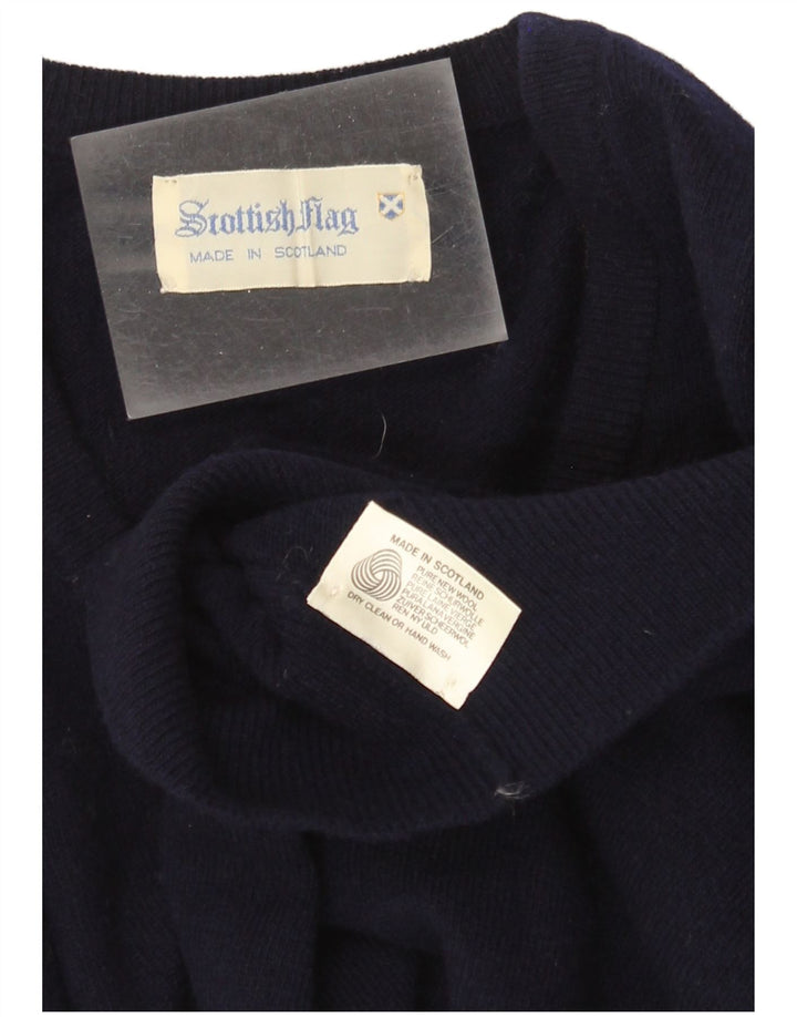 Scottish Flag Pull col V pour homme Bleu marine moyen Laine vierge
