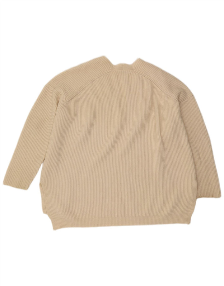 All Saints Pull surdimensionné à col en V pour femme UK 14 Medium Off White