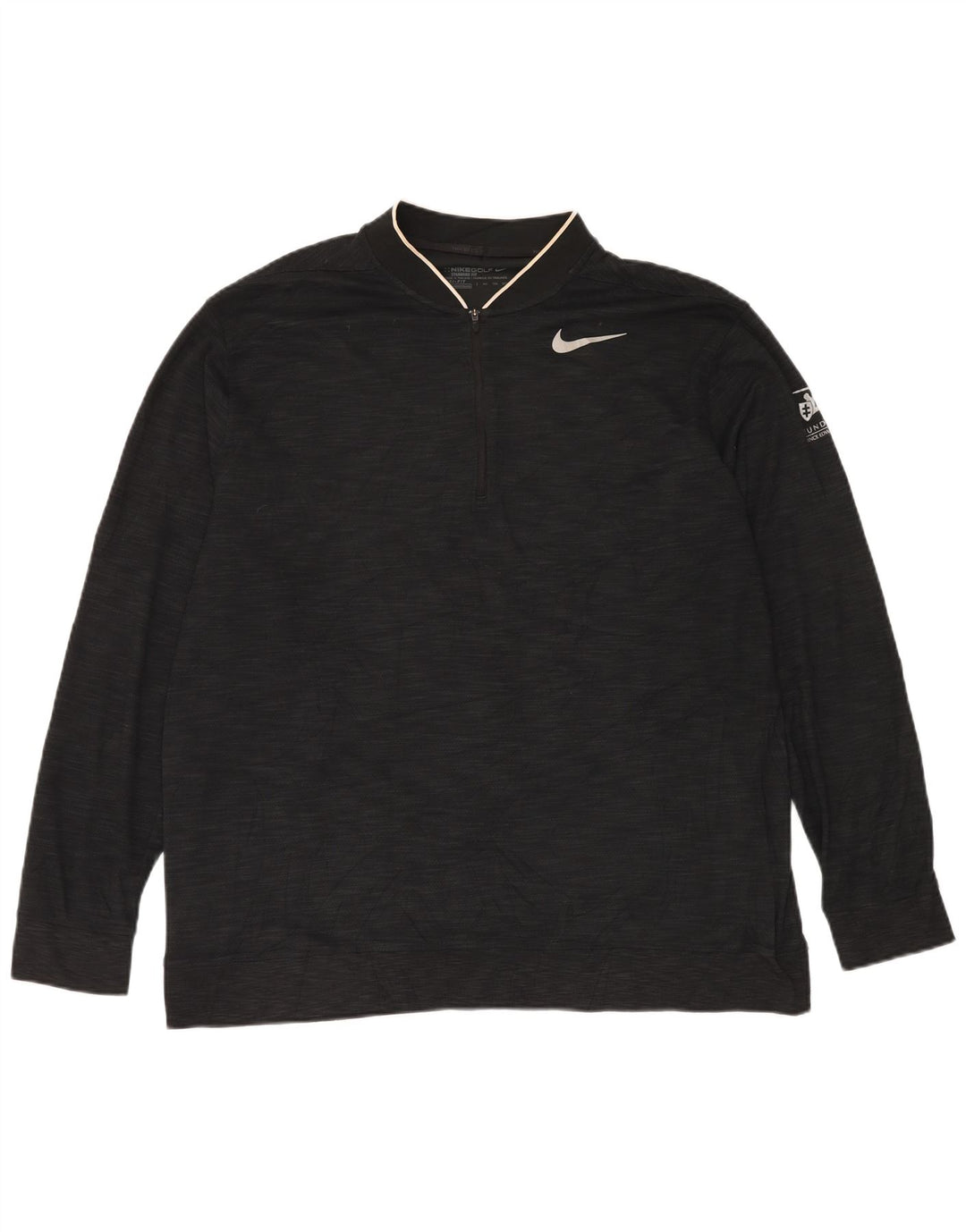 Nike Mens Dri Fit Zip Neck Pullover Tracksuit Top 2XL Black Flecked