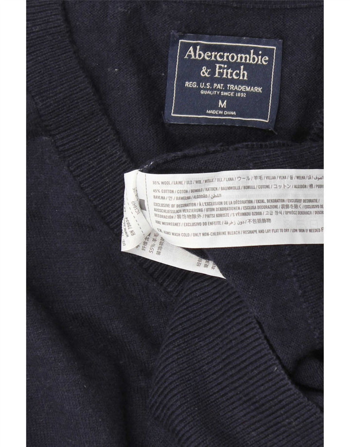 Abercrombie & Fitch Pull col V pour homme en laine bleu marine moyen
