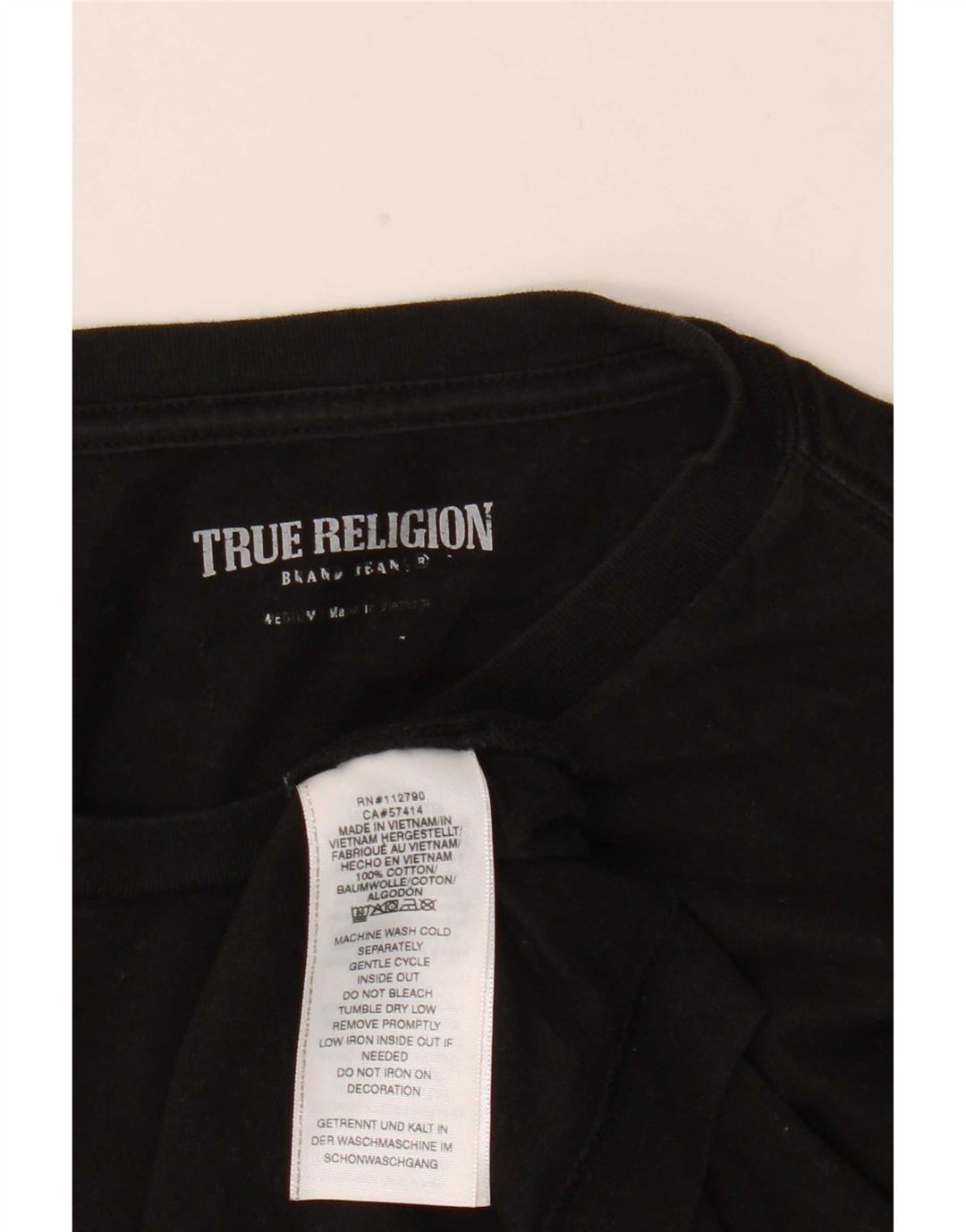 True Religion T-Shirt Graphique Homme Noir Moyen Coton