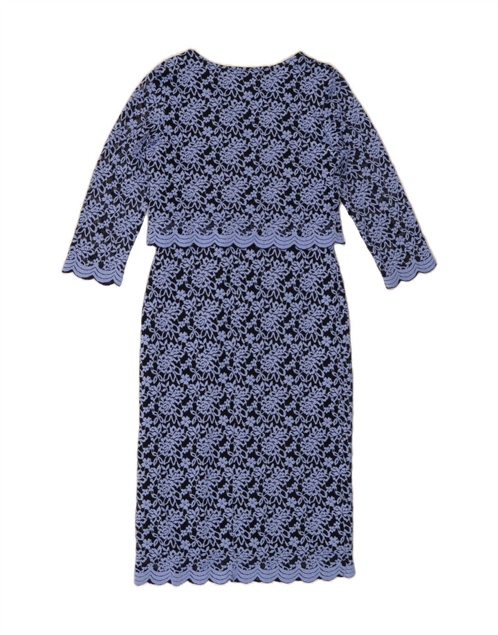 PER UNA Womens 3/4 Sleeve Maxi Dress UK 12 Medium  Blue Floral Polyester Vintage Per Una and Second-Hand Per Una from Messina Hembry 