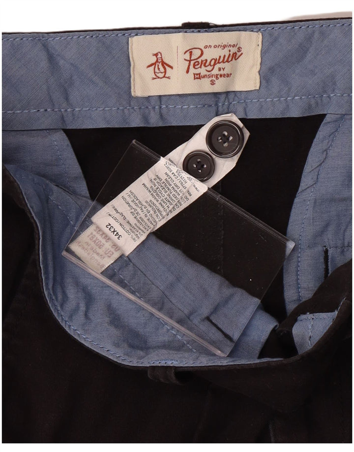 PENGUIN Pantalon Chino Droit Homme W34 L32 Noir Coton