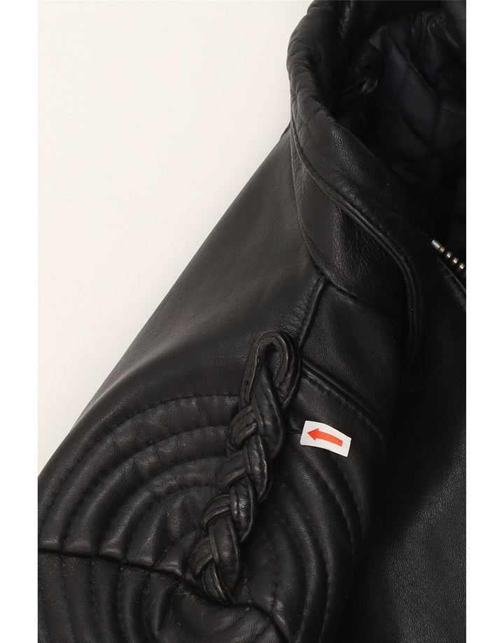 Veste motard en cuir femme vintage IT 44 Cuir noir moyen