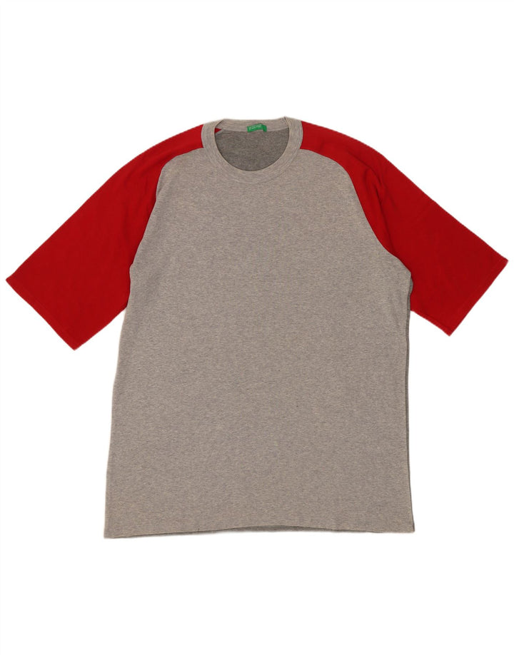 BENETTON T-Shirt Homme Gris Moyen Colourblock
