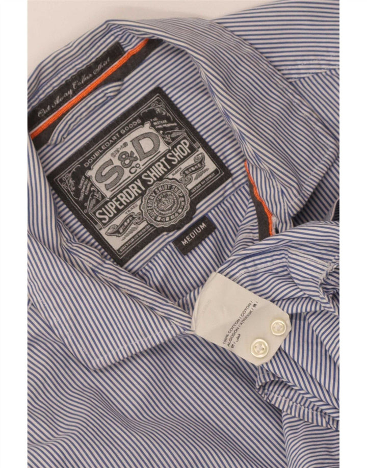 Superdry Chemise Homme Bleu Moyen En Coton À Fines Rayures