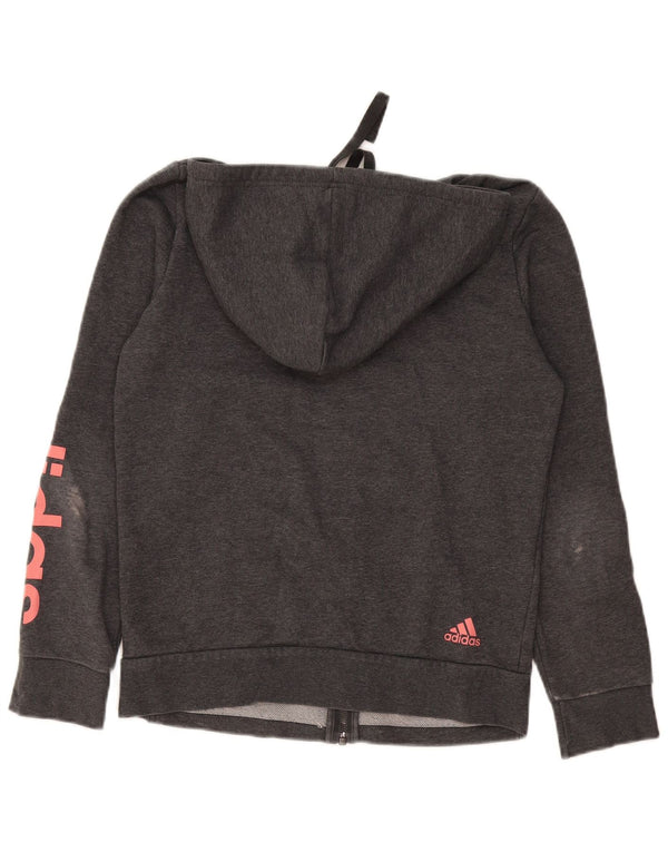 Adidas Pull à capuche zippé graphique pour femme UK 12/14 Coton gris moyen