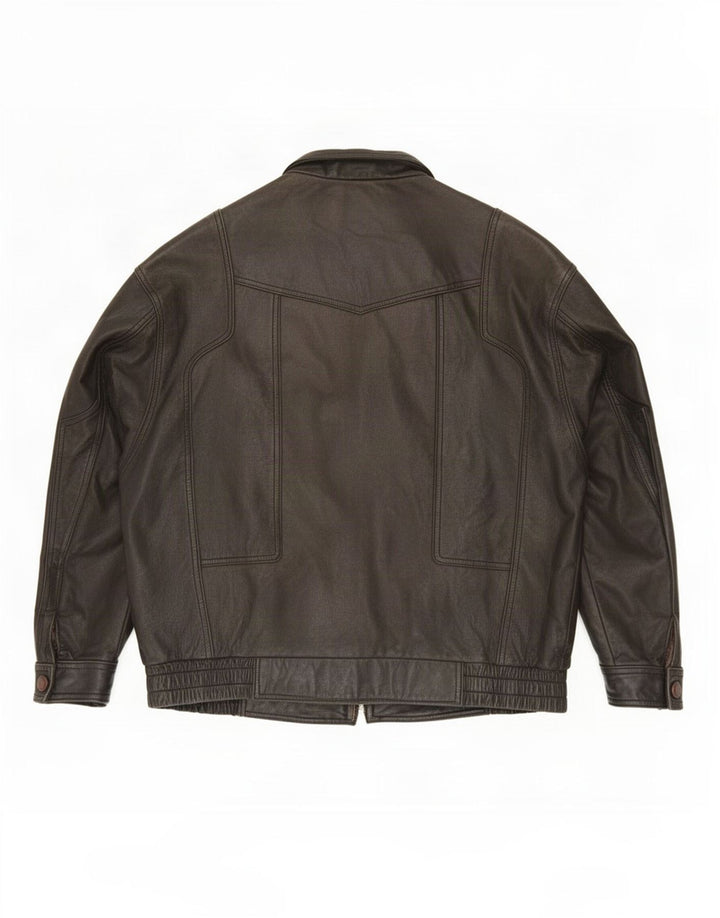 veste en cuir homme vintage IT 56 3XL Noir