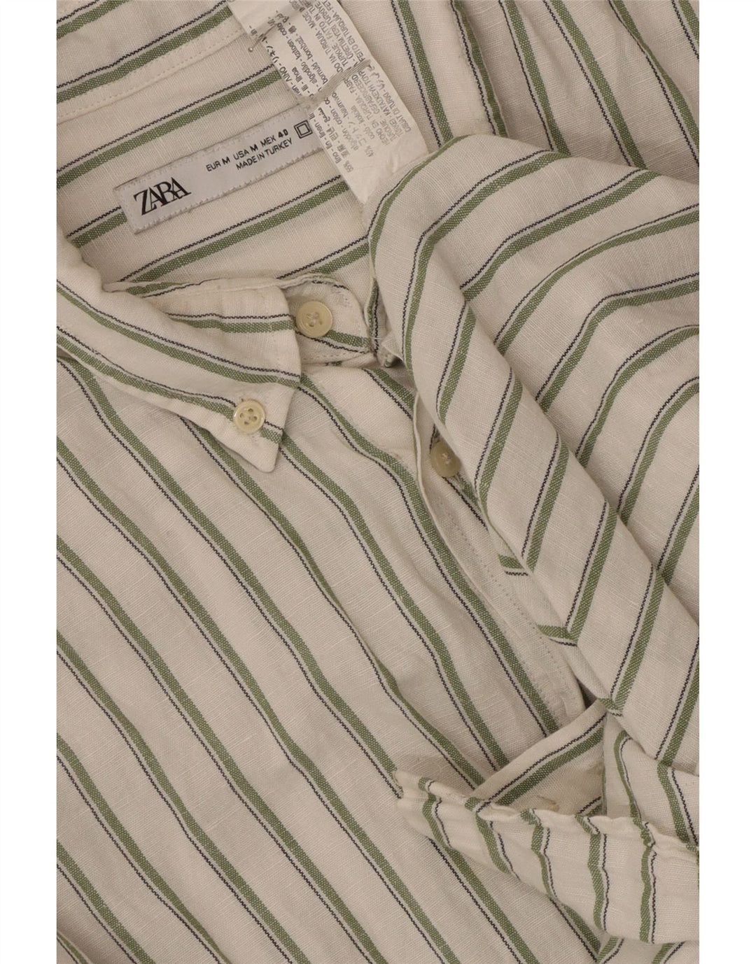 Chemise Zara Homme Lin Rayé Blanc Moyen