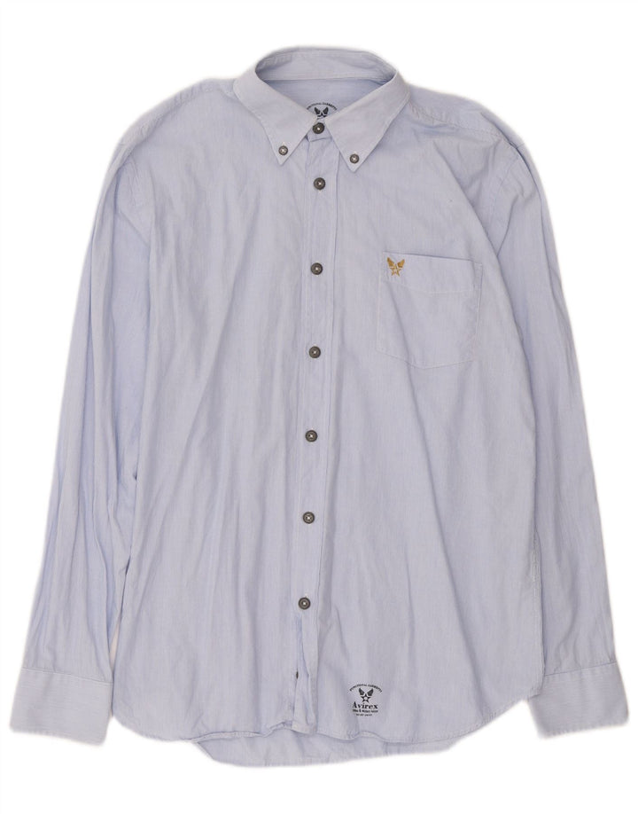 Chemise homme Avirex bleu moyen à fines rayures