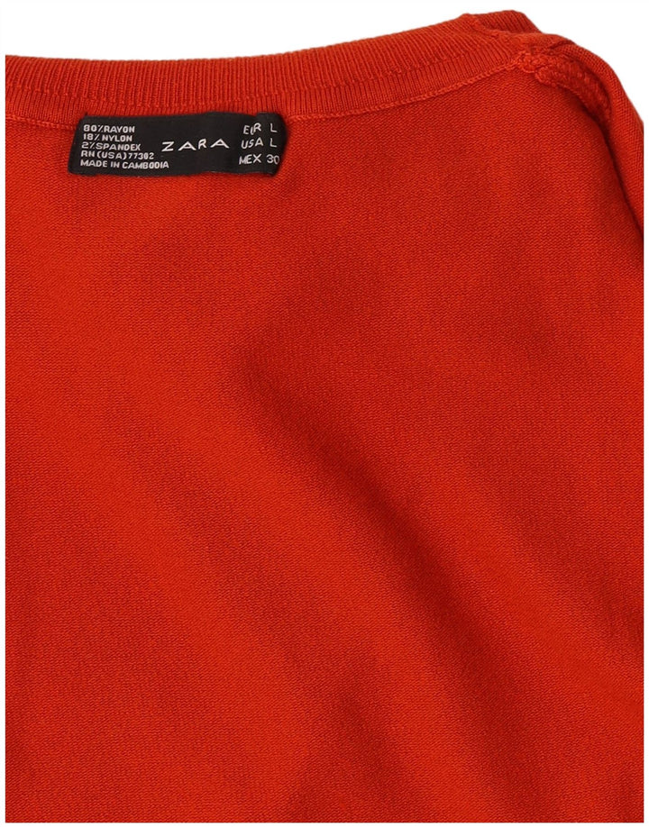 Zara Pull col roulé pour femme UK 14 Large Rayonne Orange