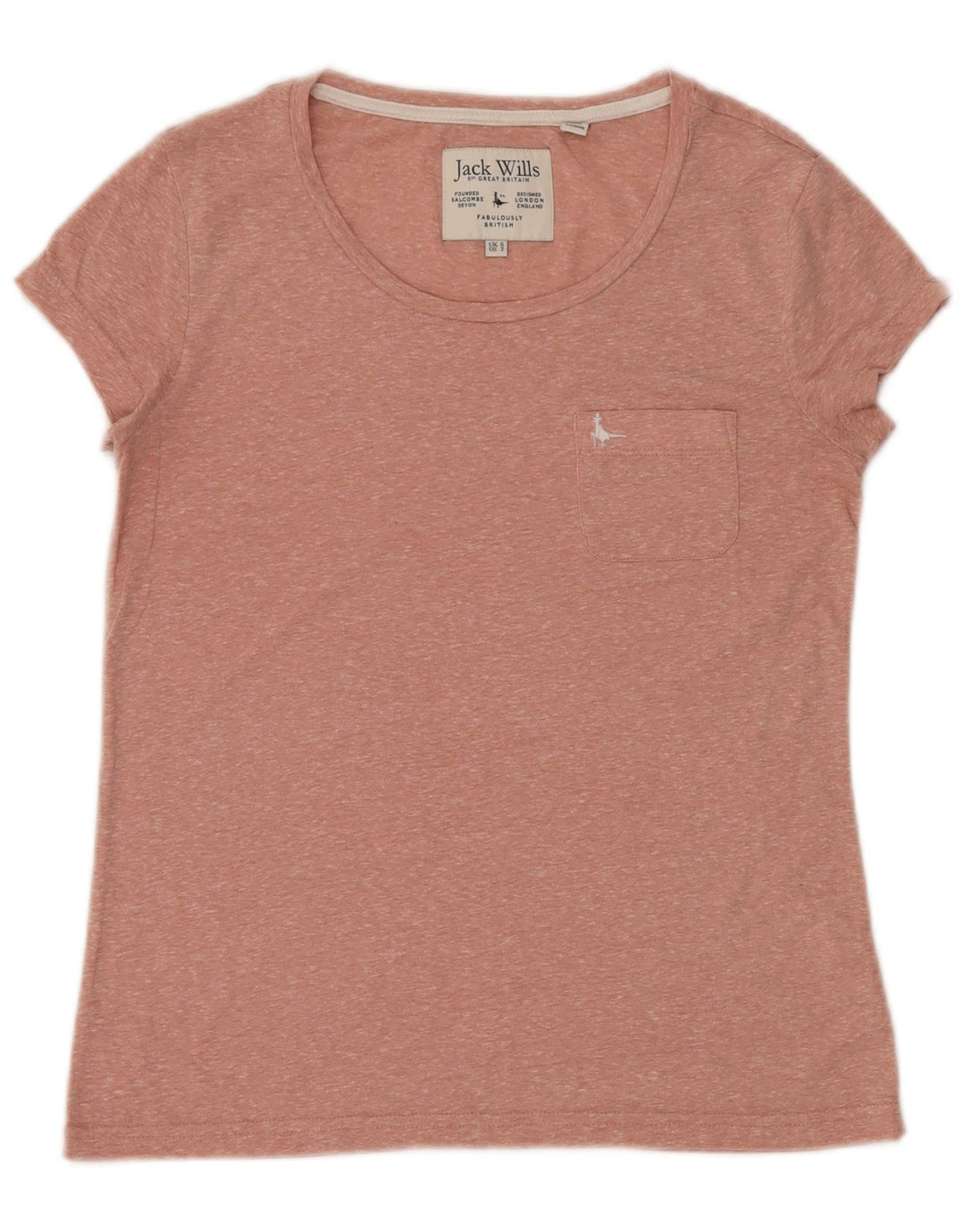 JACK WILLS T-Shirt Femme Top UK 6 XS Rose Moucheté Polyester