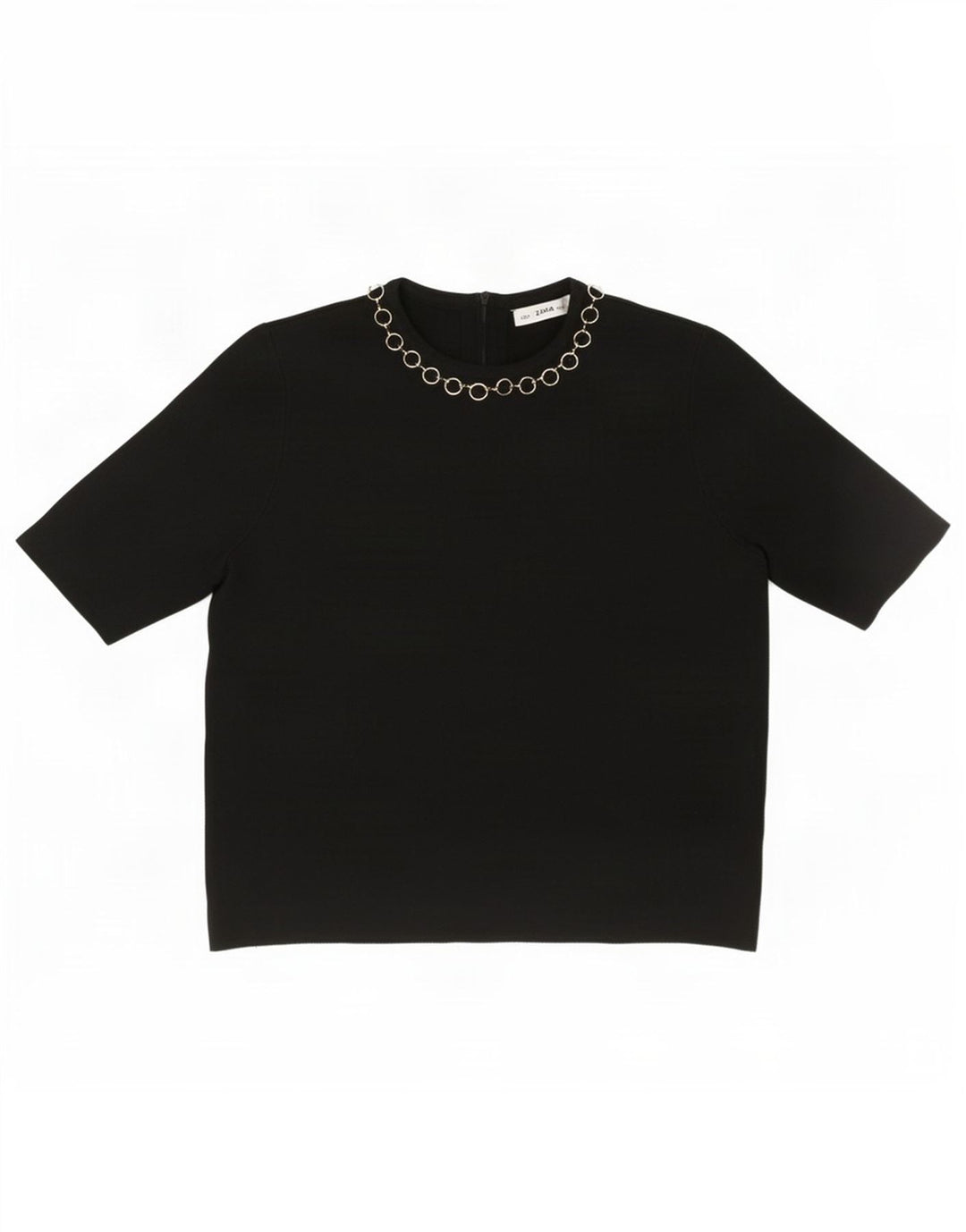Zara Womens Crop Blouse Top UK 10 Petit Viscose Noir