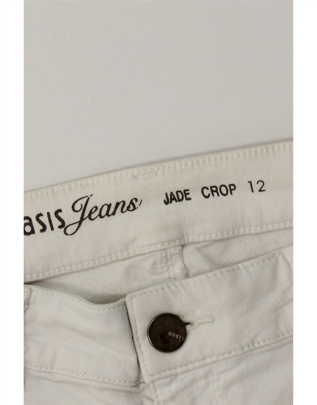 Oasis Short en jean pour femme UK 12 Medium W28 Blanc Coton