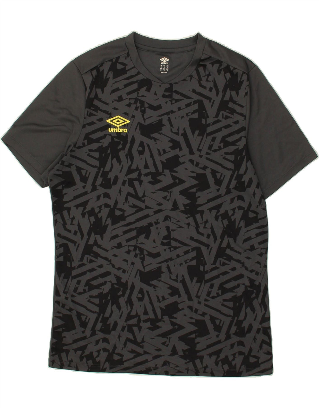 UMBRO Mens Abstract Pattern T-Shirt Top Medium Grey Polyester Vintage Umbro and Second-Hand Umbro from Messina Hembry 