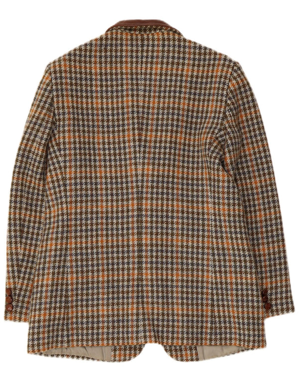 Sportmax Veste Blazer 2 Boutons pour Femme UK 12 Pied-de-Poule Marron Moyen