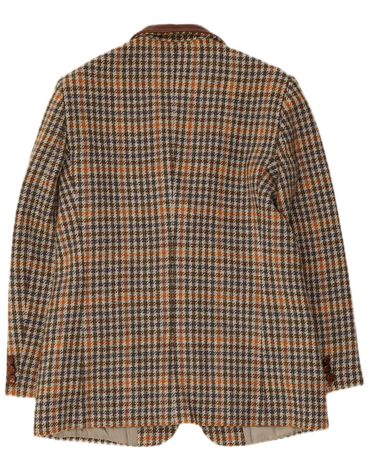 Sportmax Veste Blazer 2 Boutons pour Femme UK 12 Pied-de-Poule Marron Moyen