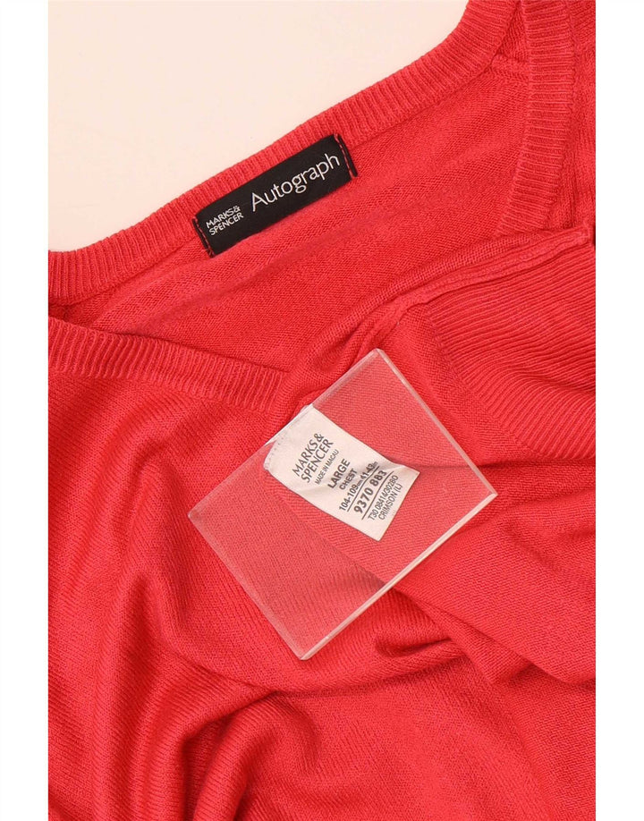 Marks & Spencer Pull autographe à col en V pour homme, grand, rouge, acrylique
