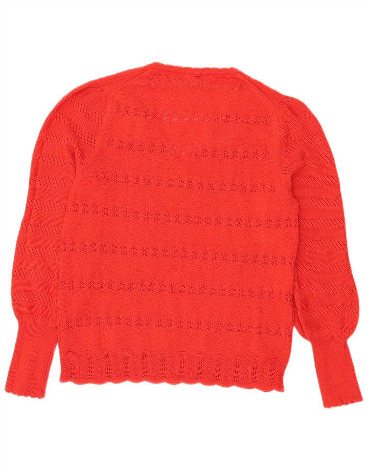 Marks & Spencer Pull col en V pour femme UK 14 Rouge moyen Polyester