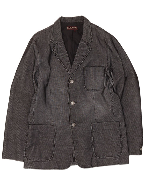Scotch & Soda Veste blazer à 3 boutons pour homme UK 40 Grand coton à fines rayures gris