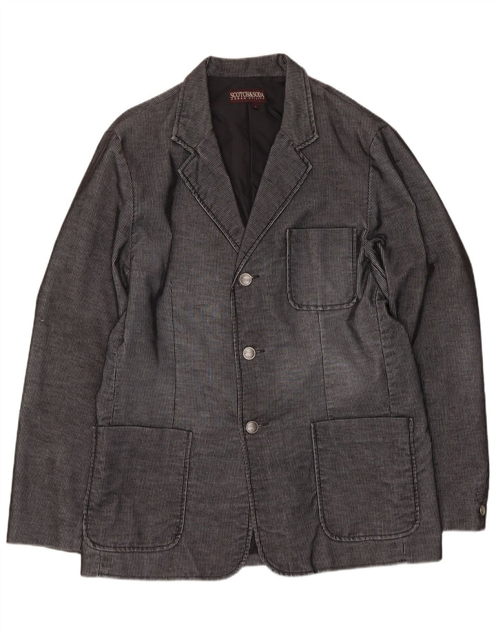 Scotch & Soda Veste blazer à 3 boutons pour homme UK 40 Grand coton à fines rayures gris