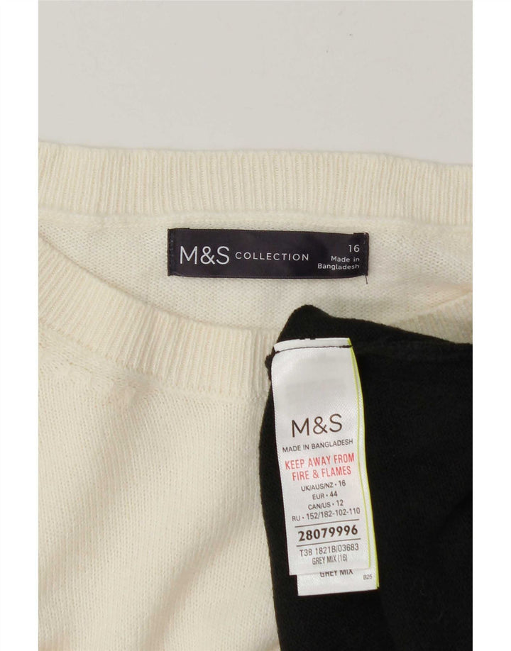 Marks & Spencer Pull col bateau pour femme UK 16 Large Gris