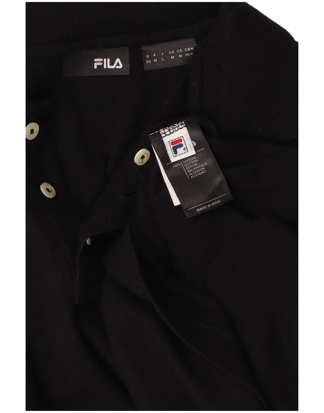 Fila Polo à Manches Longues Homme Noir Moyen Coton