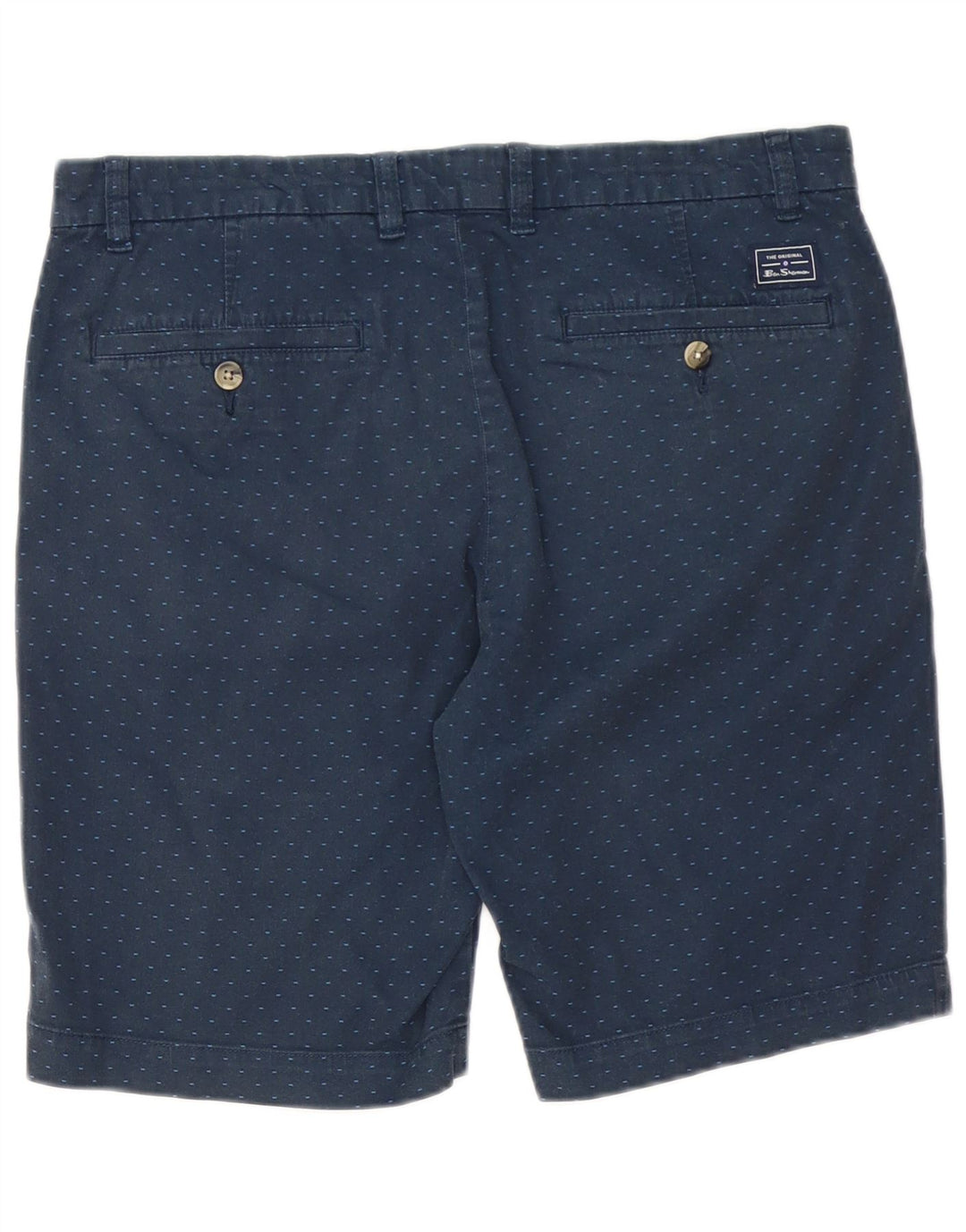BEN SHERMAN Short Chino Homme W34 Grand Coton Tacheté Bleu Marine
