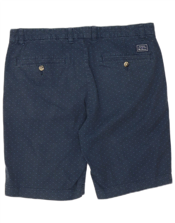 BEN SHERMAN Short Chino Homme W34 Grand Coton Tacheté Bleu Marine