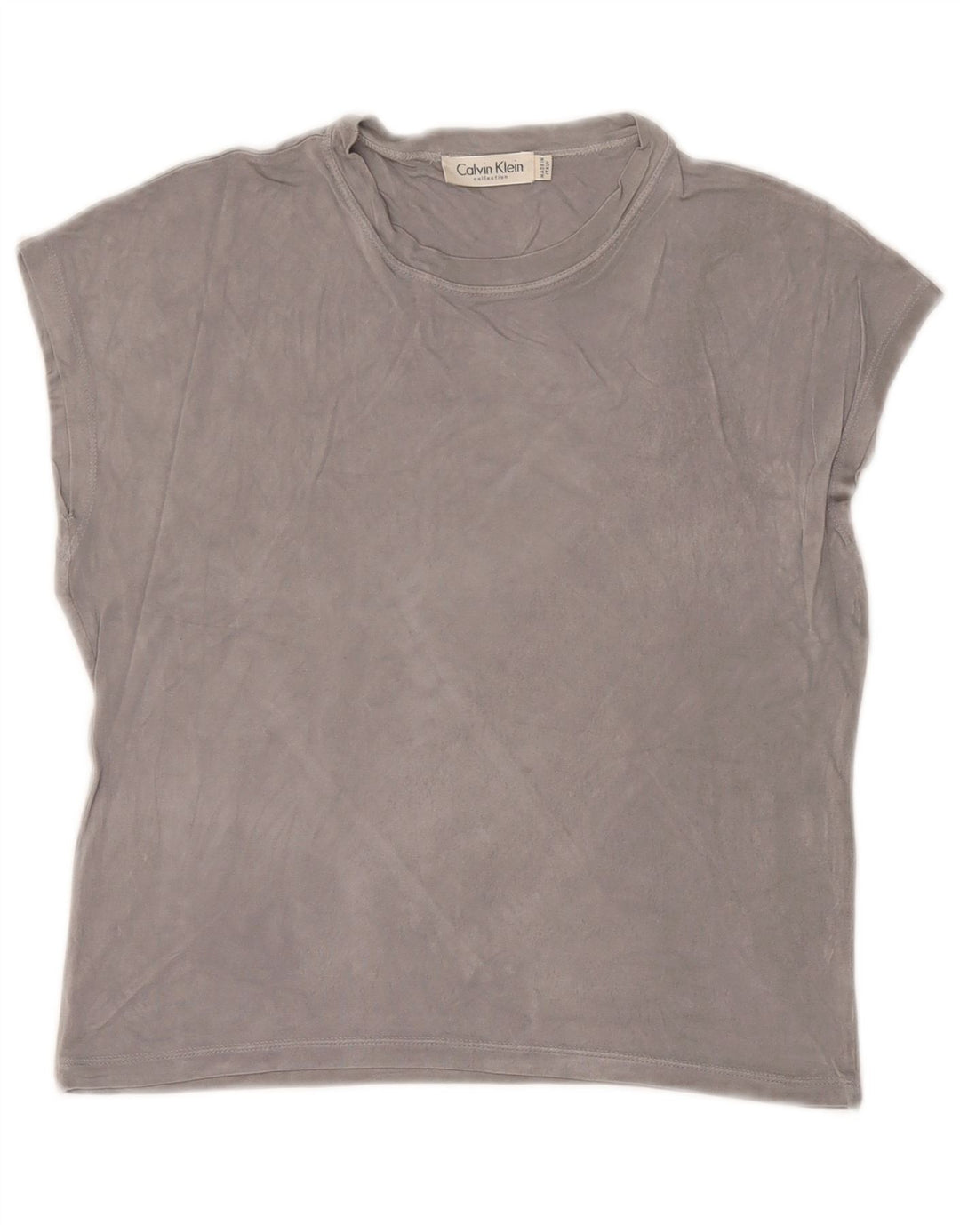 Calvin Klein T-shirt court pour femme UK 14 Gris moyen Rayonne