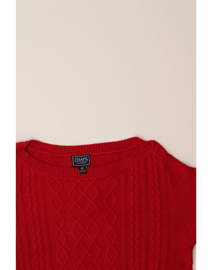 CHAPS Womens Boat Neck Jumper Sweater UK 14 Medium Red Cotton Vintage Chaps and Second-Hand Chaps from Messina Hembry 