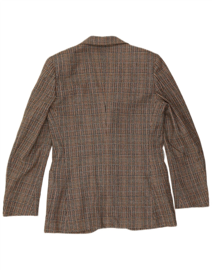 Vintage Homme 3 Bouton Blazer Veste IT 46 Petit Pied De Poule Marron