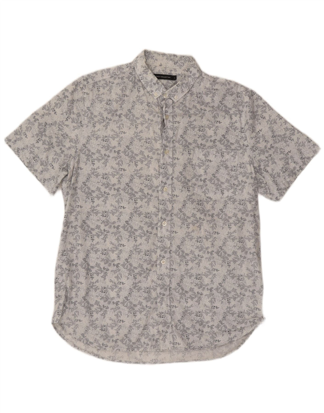 French Connection Chemise à Manches Courtes Homme Grand Blanc Floral Coton