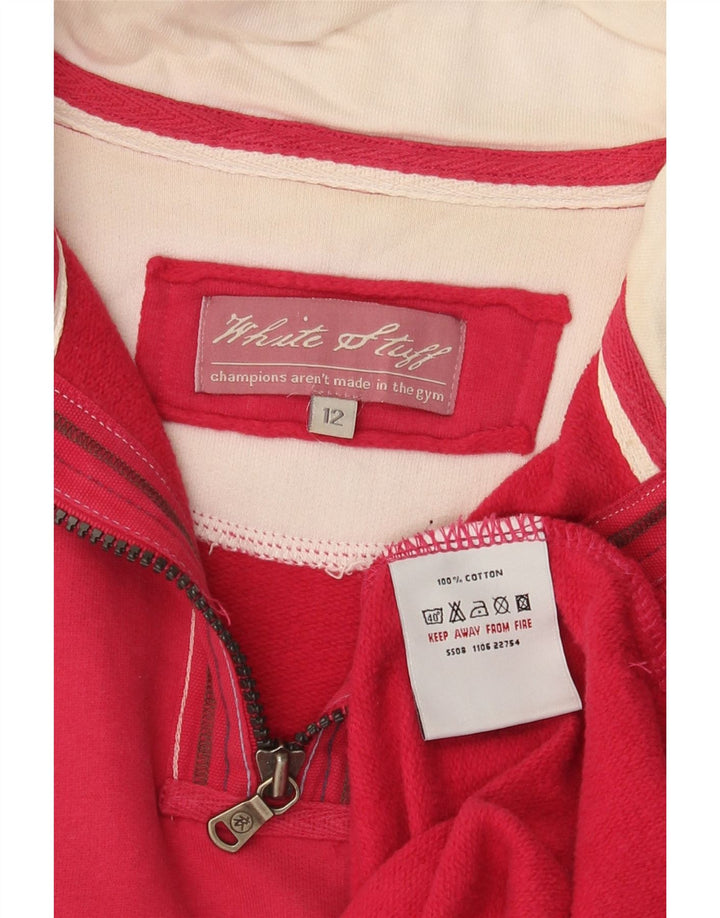 White Stuff Sweat-shirt à col zippé pour femme UK 12 Rose moyen Coton