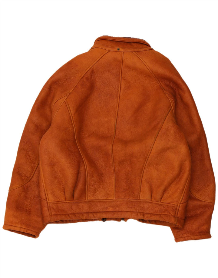 Veste Shearling Femme Vintage UK 12 Brun Moyen