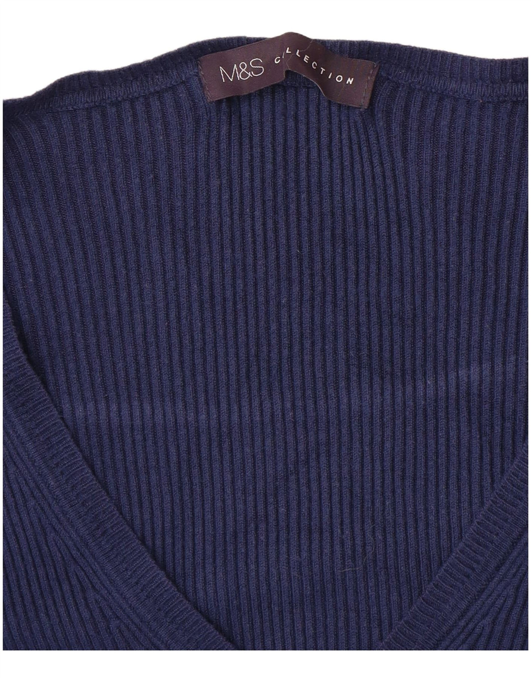 MARKS & SPENCER Pull col en V pour femme UK 10 Small Bleu marine